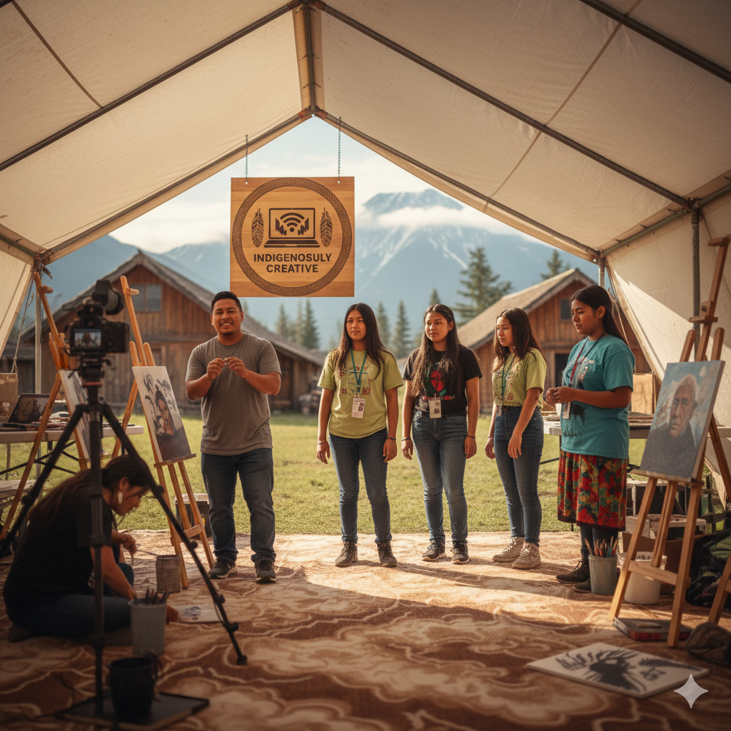 Indigenous Students participating in an acting class held on their reservation