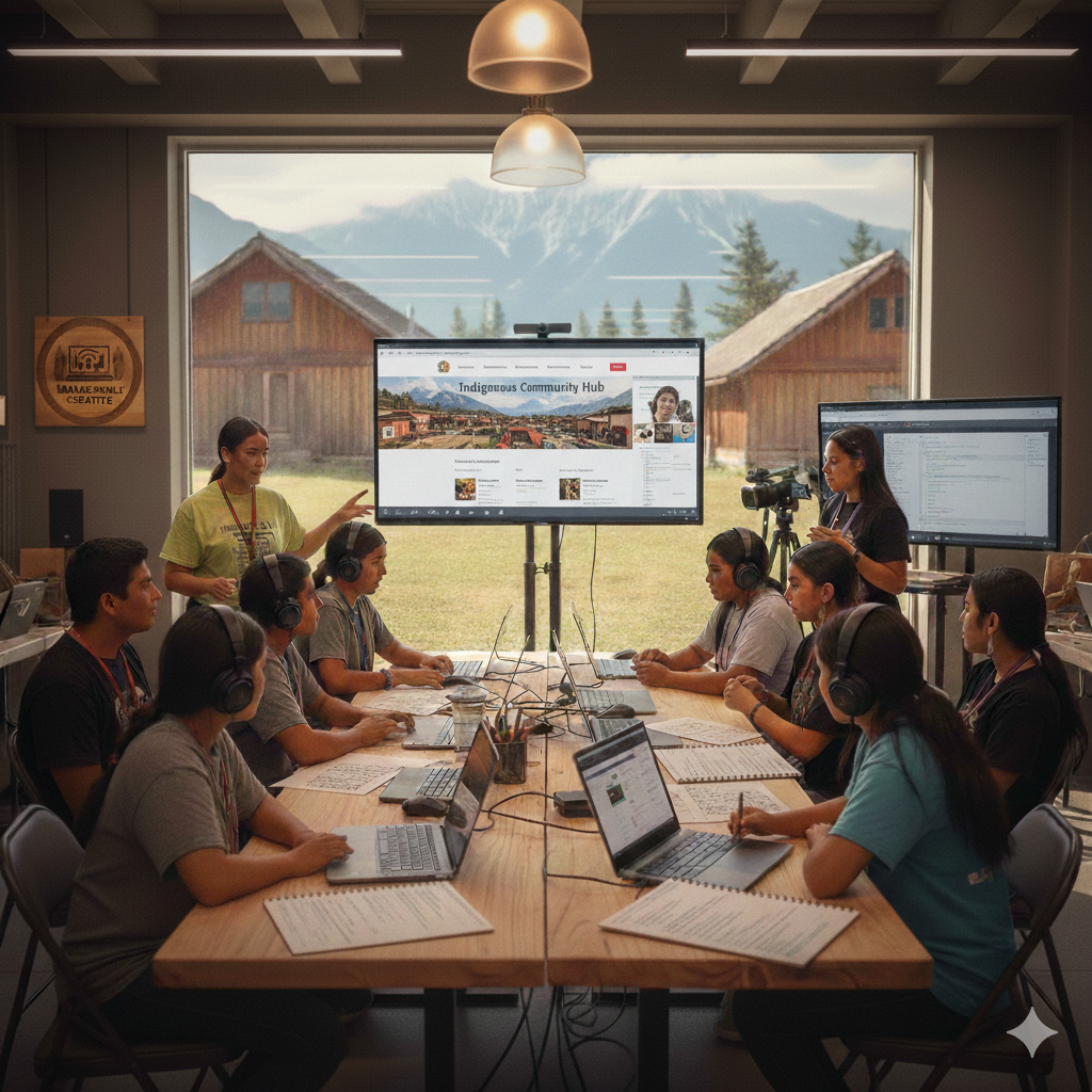 Indigenous Students participating in a virtual Website Development and Programming Workshop video-conferenced to their reservation